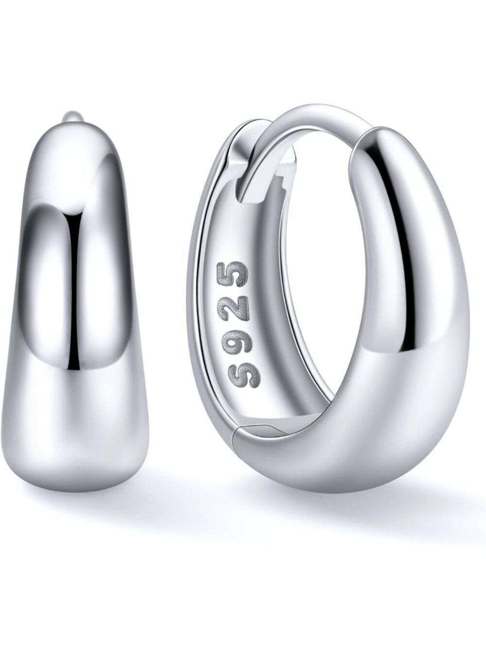 Chunky 925 Sterling Silver Hoop Earrings for Women, Stylish & Versatile 8-14MM